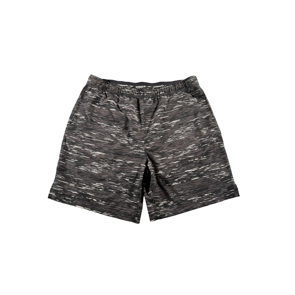 Speedo Mens Grey Space Dye Swim Trunks Compression Liner Zipper Pocket XL‎